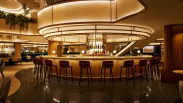 Overlooking the main bar at the New York City LGA Chase Sapphire Reserve Lounge